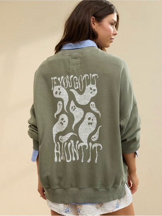 aerie Tops - Aerie Halloween big chill crew sweatshirt oversized "If you got it haunt it" L